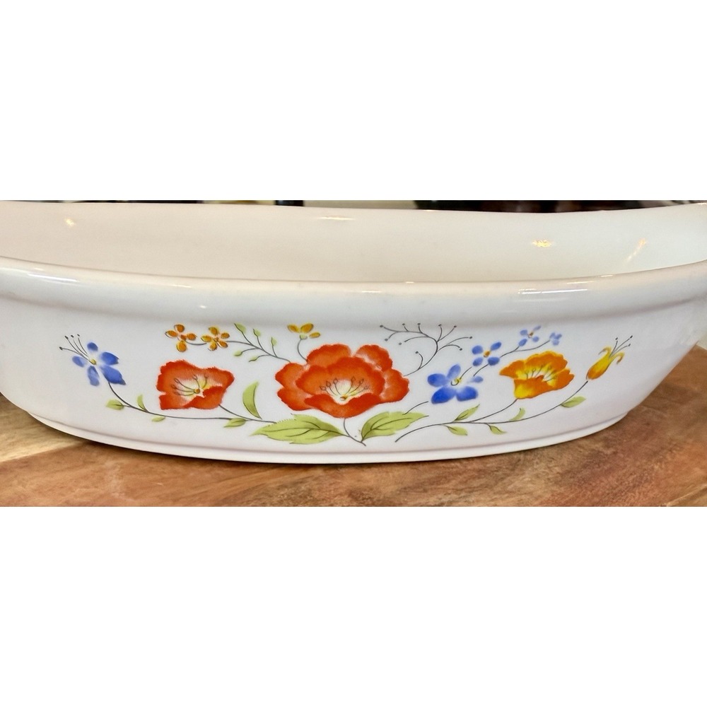 2 Vintage Floral Oven Proof Floral Ceramic Interpur  Japan  9x25" Handles 1970s - Picture 4 of 7